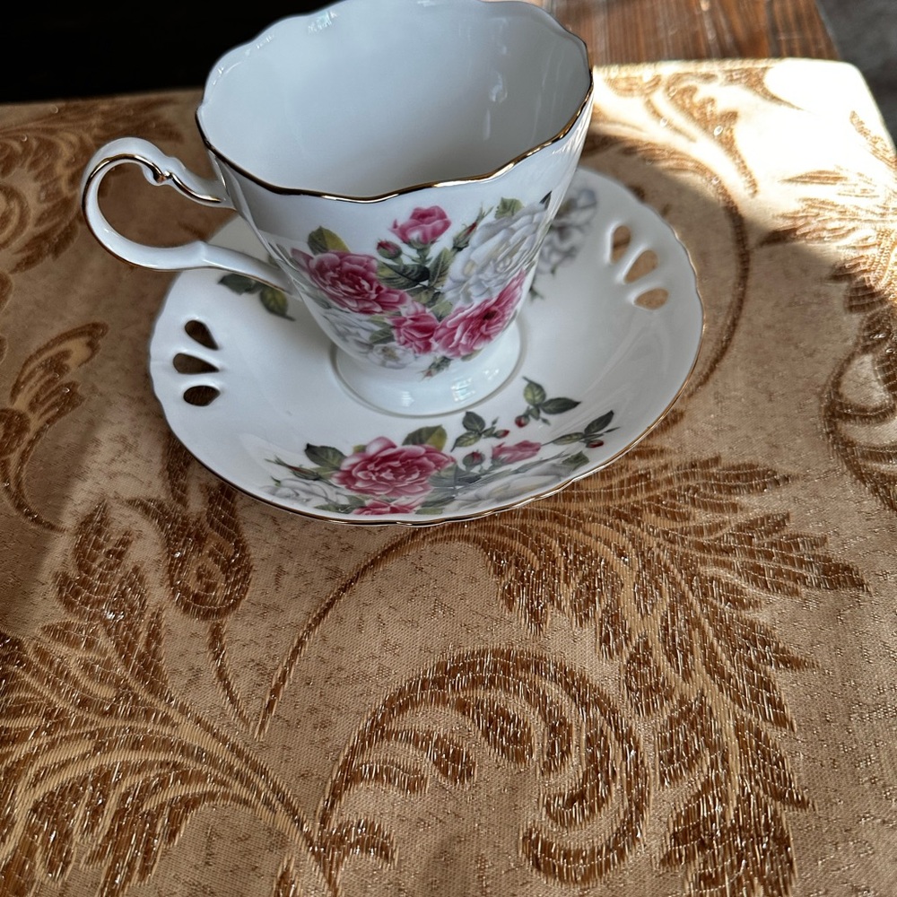 Pacifica Teaware Floral Teacup and Saucer Set